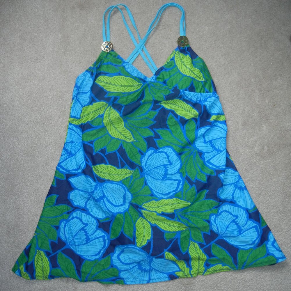 Swim Dress Sz 14 Bathing Suit One Piece Gold Straps V Neck Straps Criss Cross